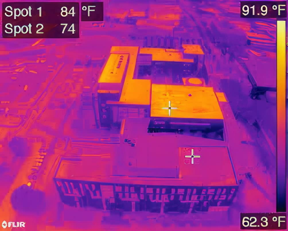 Heatmap of a building from the air taken by a drone